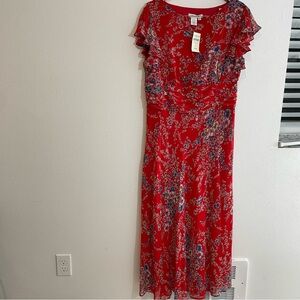 NWT Coldwater Creek Garden Flute Floral Midi sz 12 run small